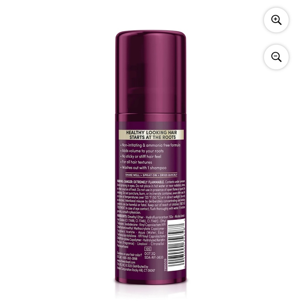 Schwarzkopf Keratin Color Root Temporary Hair Color Spray, Dark Brown 2 oz - Picture 11 of 11
